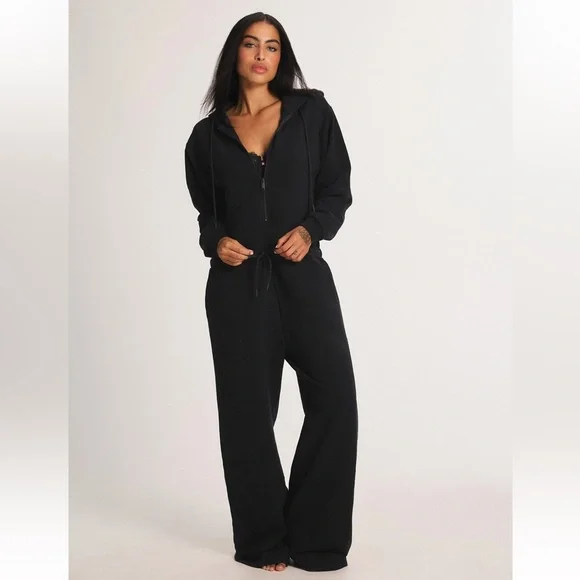 Savage X Fenty Black Caviar Forever Savage Wide Leg Onesie - Picture 2 of 6